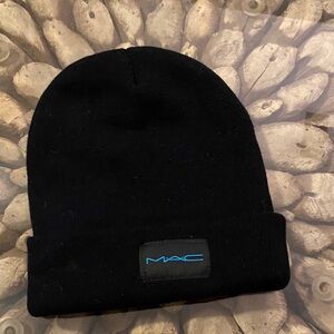 MAC Cosmetics Black Beanie with Blue Logo